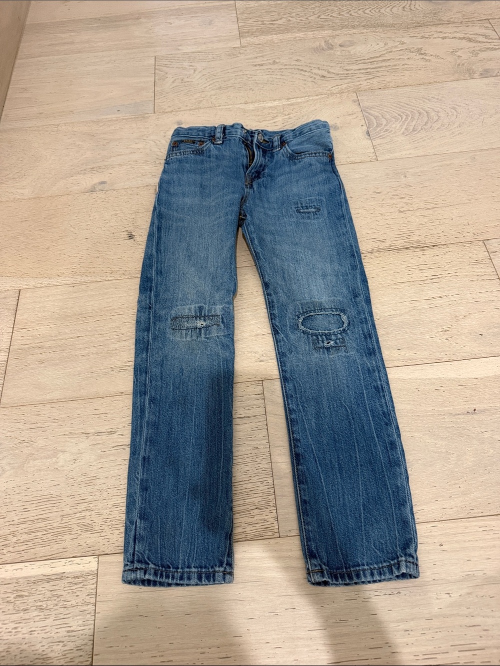 Polo by Ralph Lauren Men's Distressed Medium Blue Straight Jeans